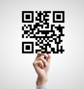 holding qr code